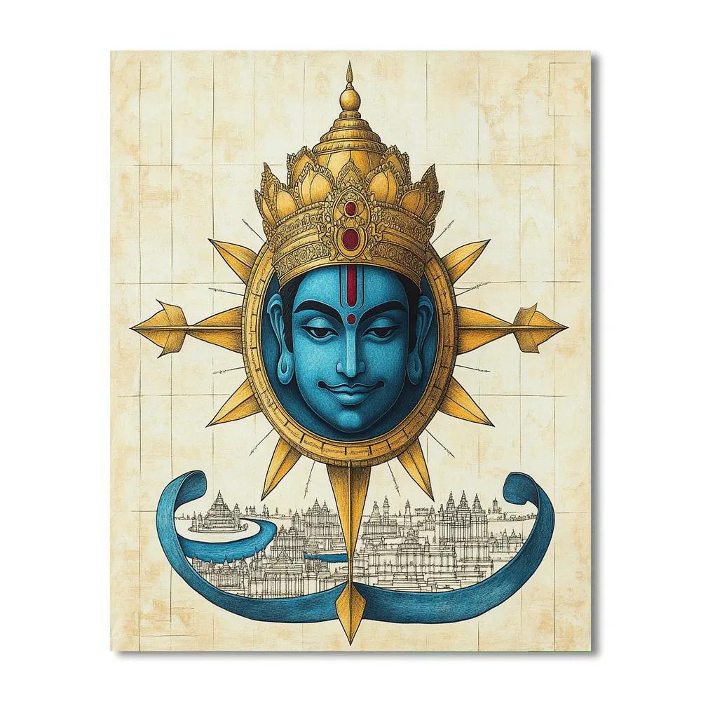 Rama Crowned Star Compass Painting by numbers kit
