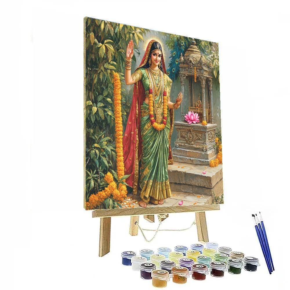 Garden Shrine With Parvati Blessing paint by color
