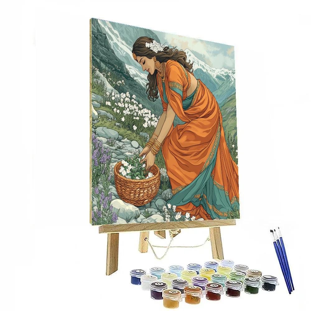 Parvati Himalayan Herb Gatherer painting number kit