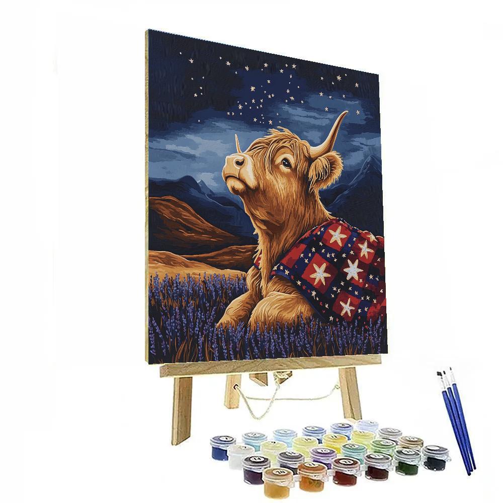Highland Cow Stargazer Meadow paint by number