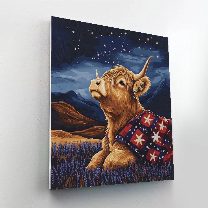 Highland Cow Stargazer Meadow paint by number