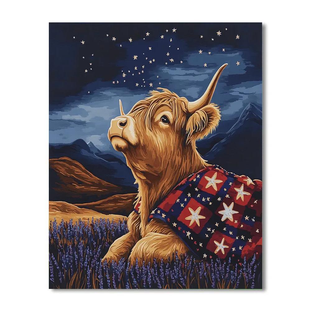 Highland Cow Stargazer Meadow paint by number