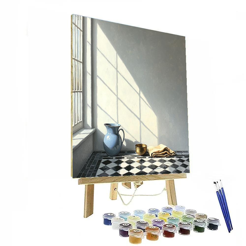 Johannes Vermeer Inspired Lapis Light On A Delft Tile Floor Number painting