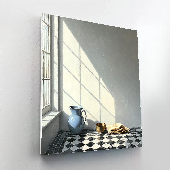 Johannes Vermeer Inspired Lapis Light On A Delft Tile Floor Number painting