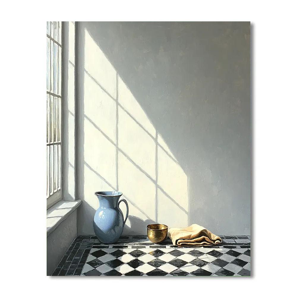 Johannes Vermeer Inspired Lapis Light On A Delft Tile Floor Number painting