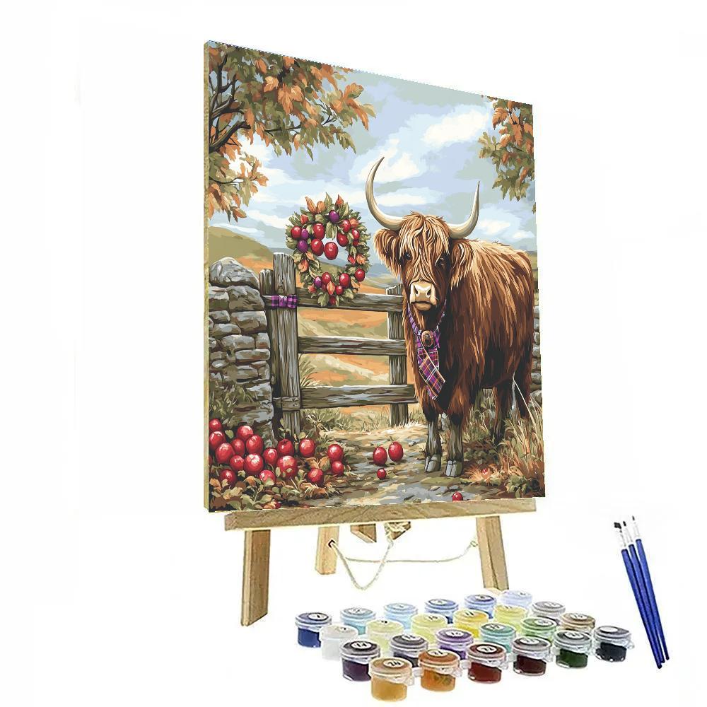 Highland Cow Orchard Gatekeeper paint by numbers