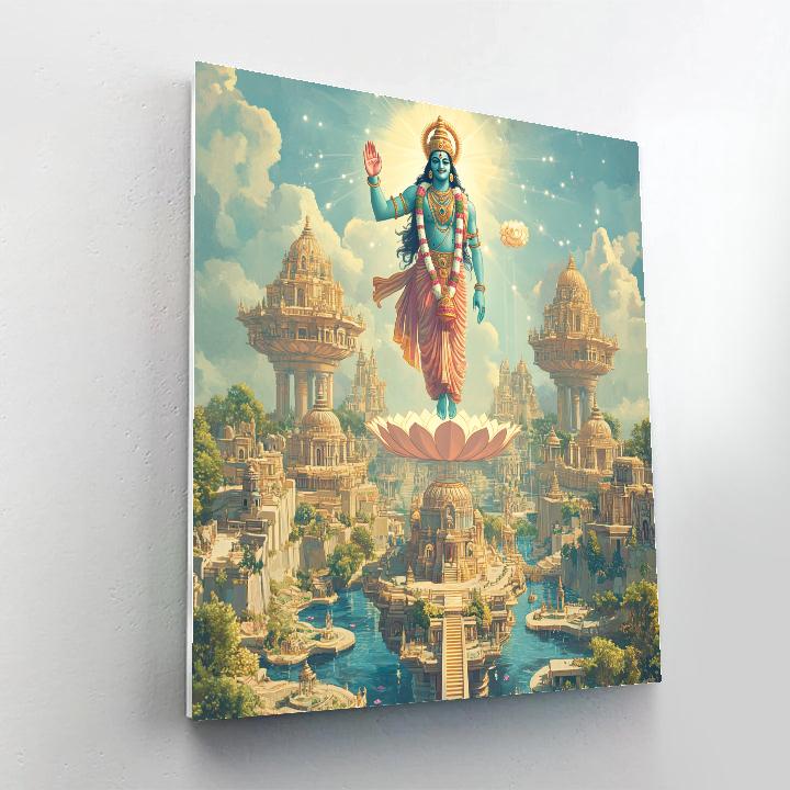 Vishnu Blessing A Floating City Of Lotuses painting number kit