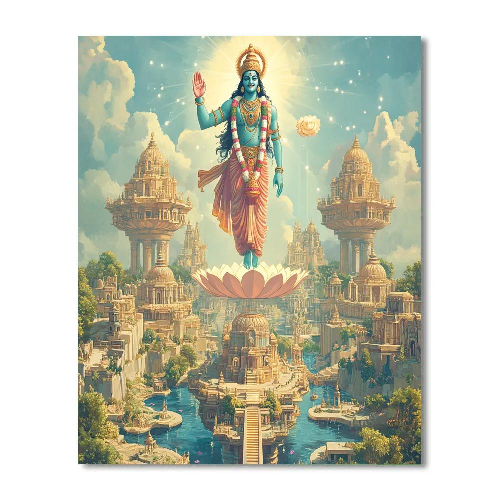Vishnu Blessing A Floating City Of Lotuses painting number kit