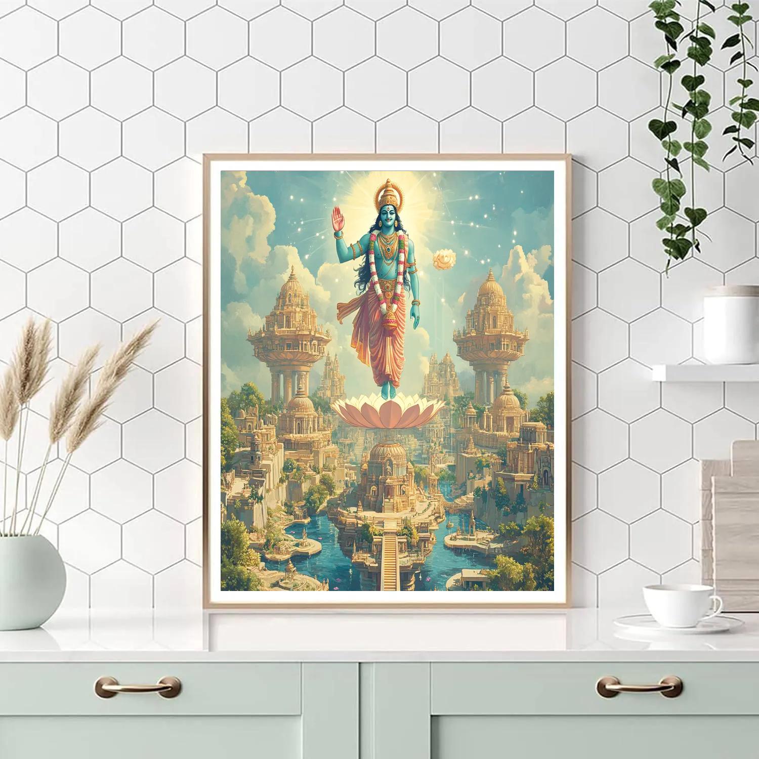 Vishnu Blessing A Floating City Of Lotuses painting number kit
