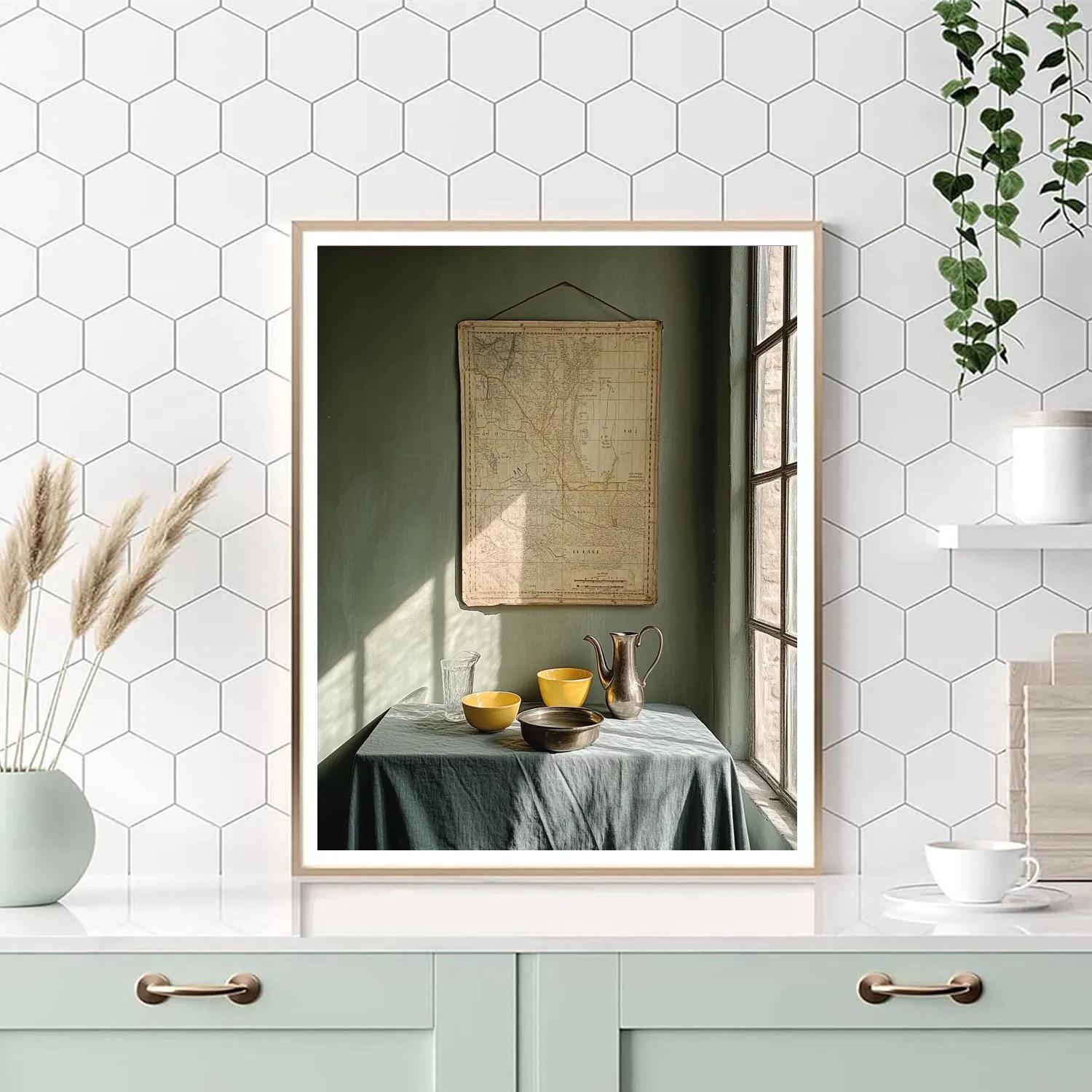 Johannes Vermeer Inspired Still Life With Map And Canal Reflections Paint by numbers art