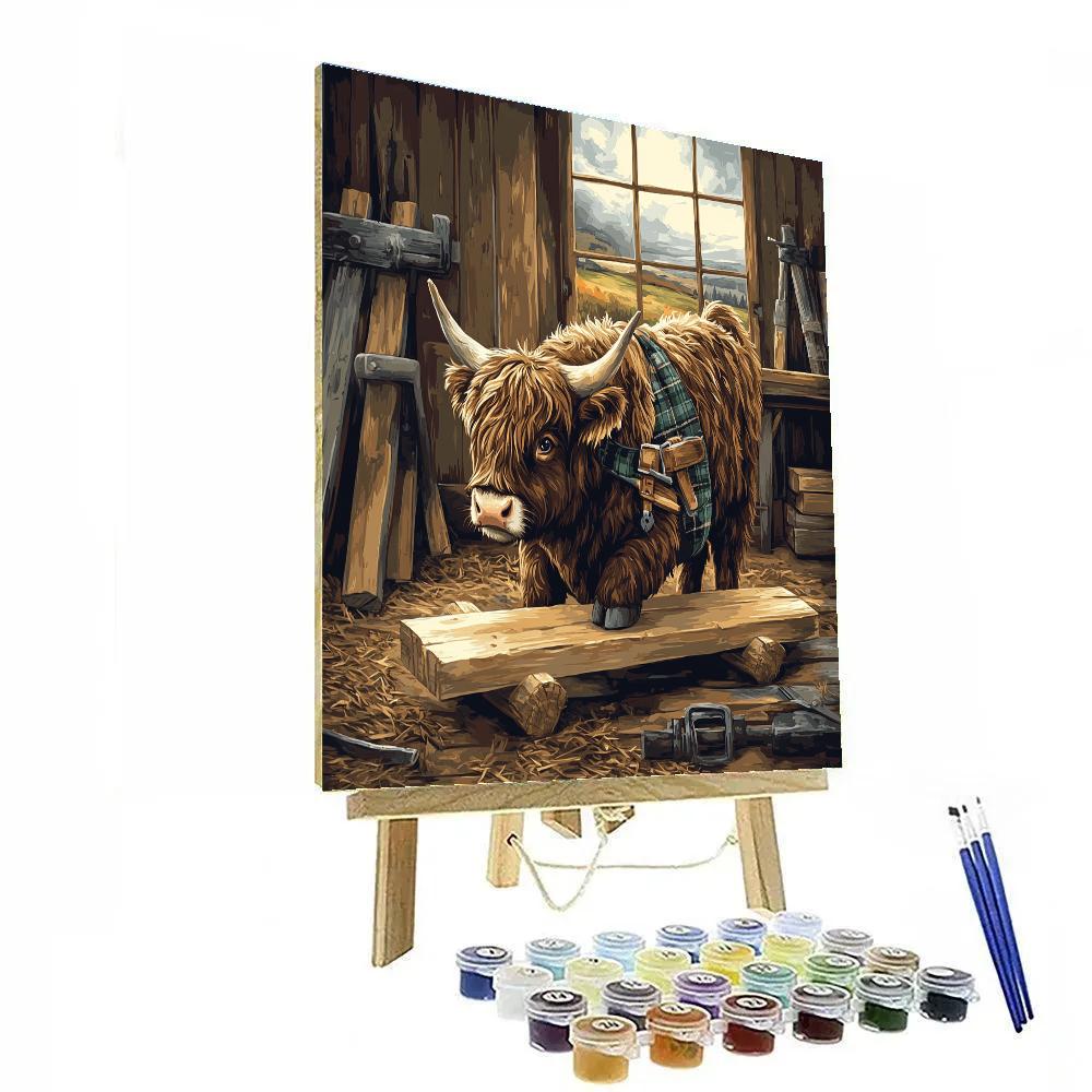 Highland Cow Workshop Carpenter paint by numbers