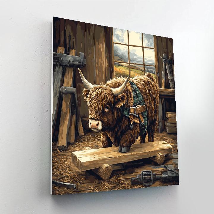 Highland Cow Workshop Carpenter paint by numbers