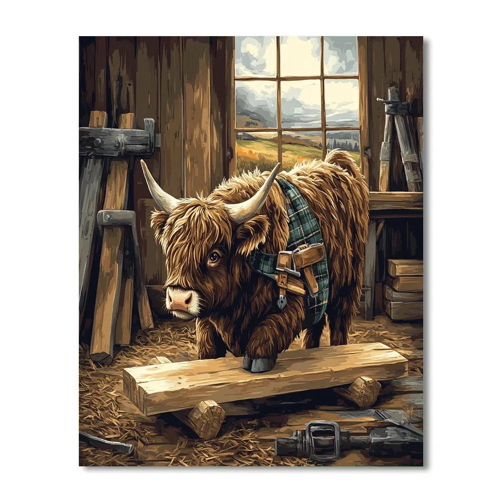 Highland Cow Workshop Carpenter paint by numbers