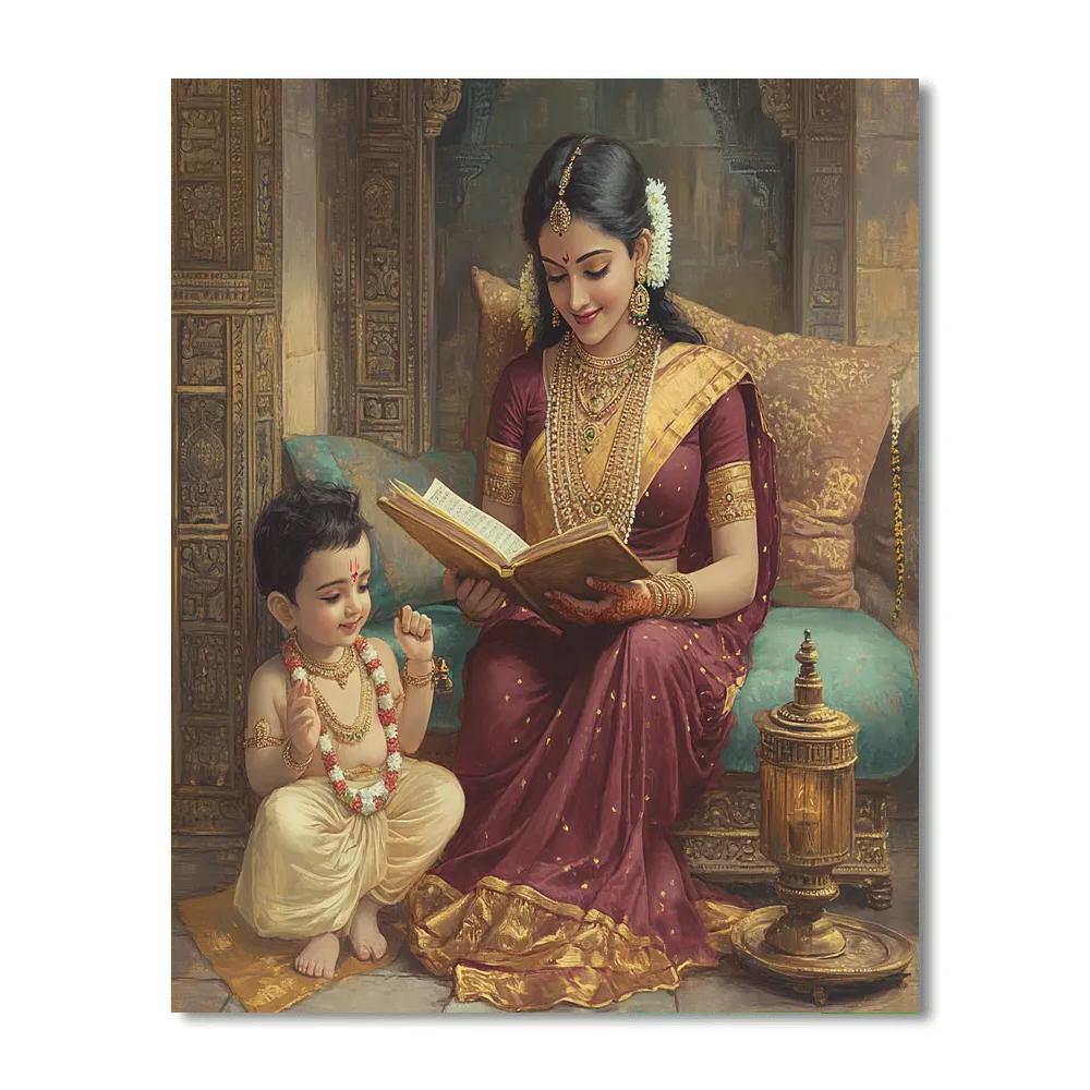 Parvati And Ganesha Storytime Alcove paint by number