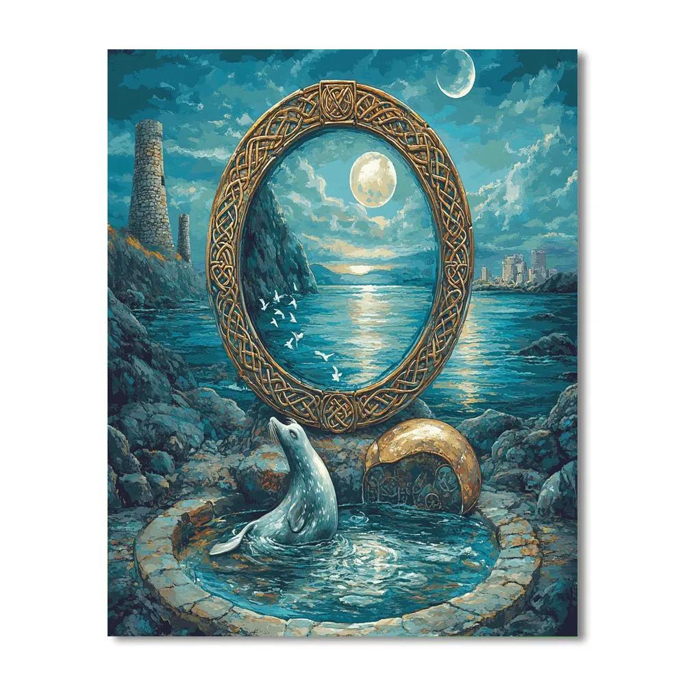 Tideborne Mirror Celtic Number painting