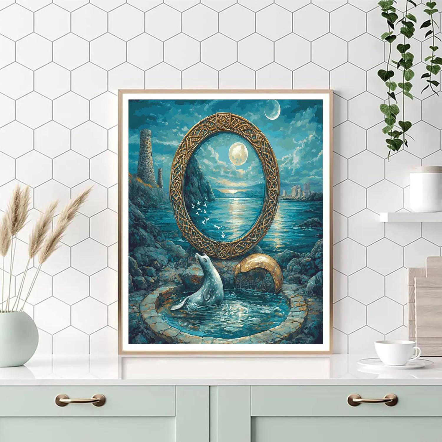 Tideborne Mirror Celtic Number painting