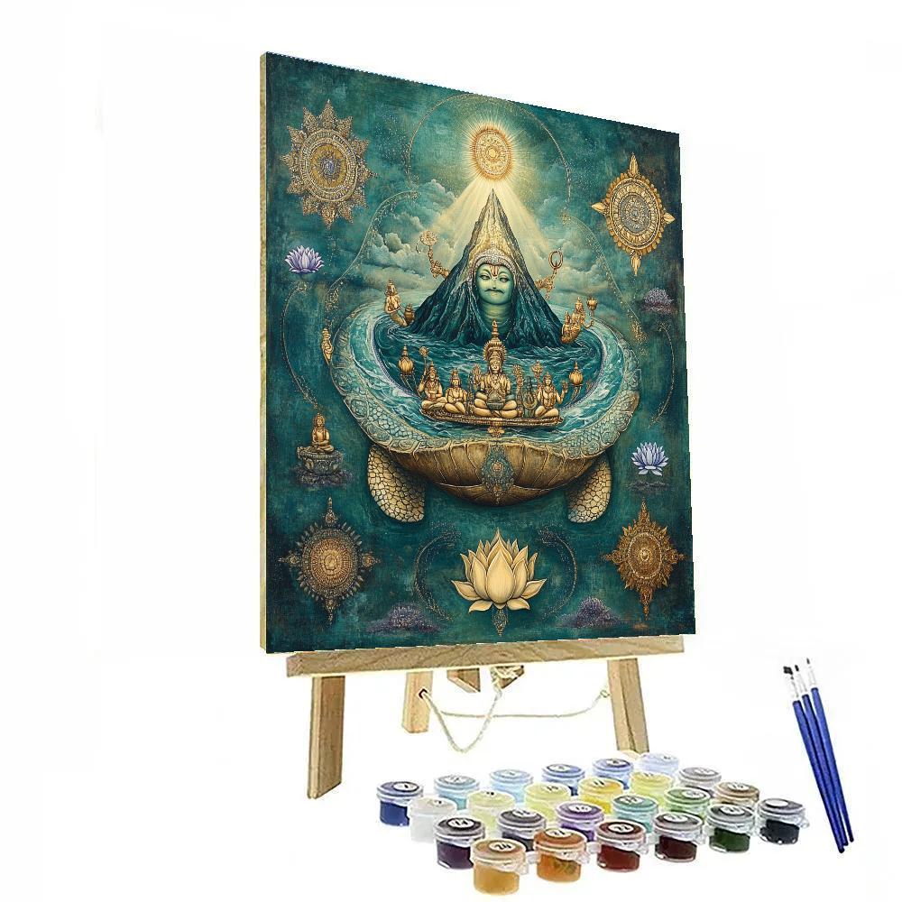 Kurma Supporting The Mandala Mountain paint by numbers