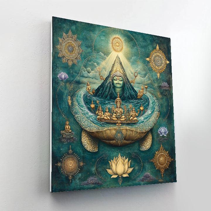 Kurma Supporting The Mandala Mountain paint by numbers