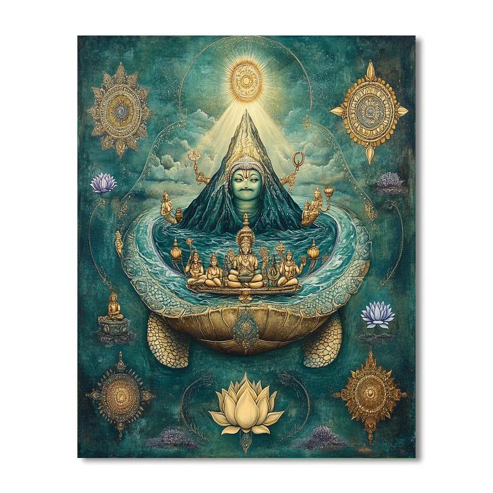 Kurma Supporting The Mandala Mountain paint by numbers