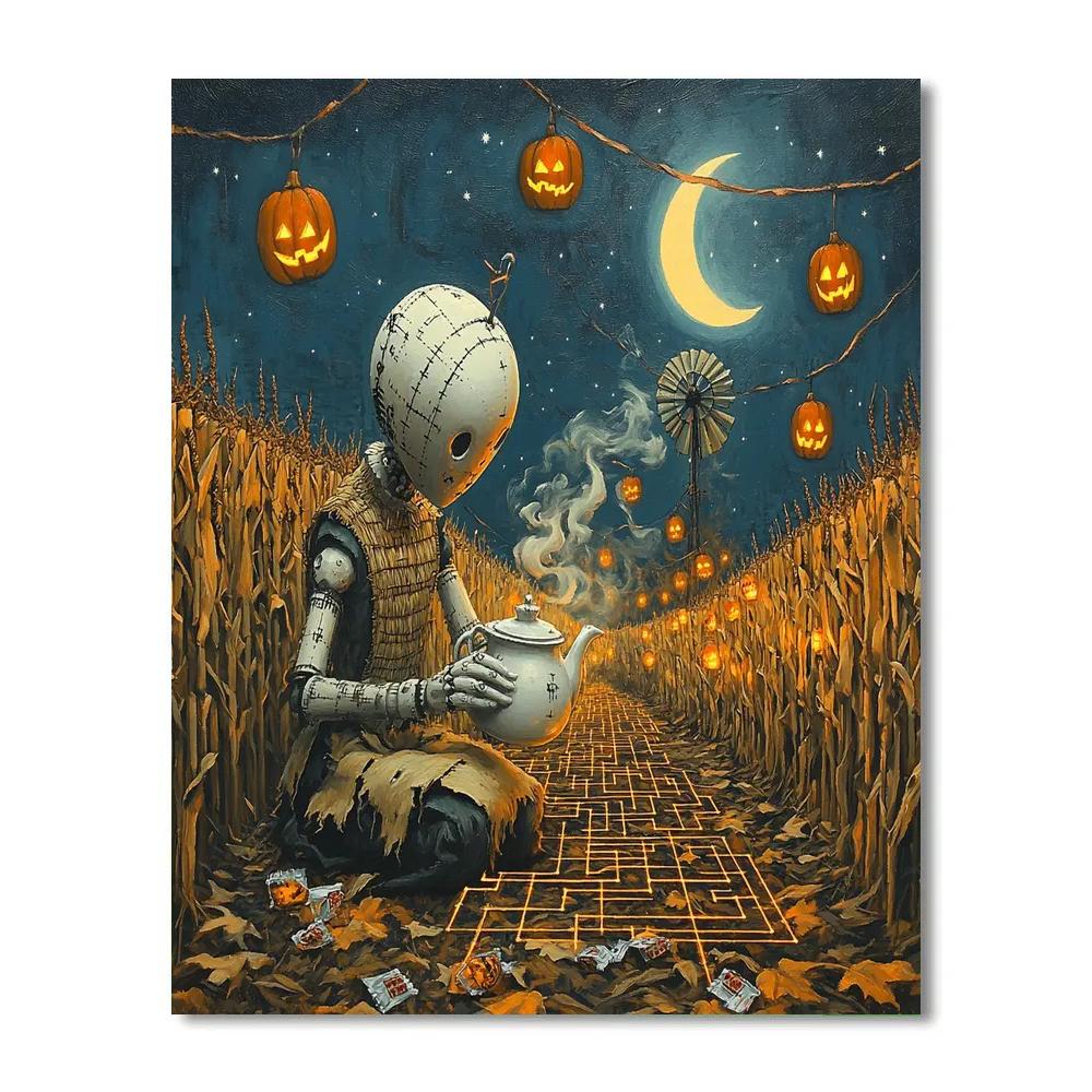 Spooky Clockwork Scarecrow Tea Ceremony Paint by numbers kits