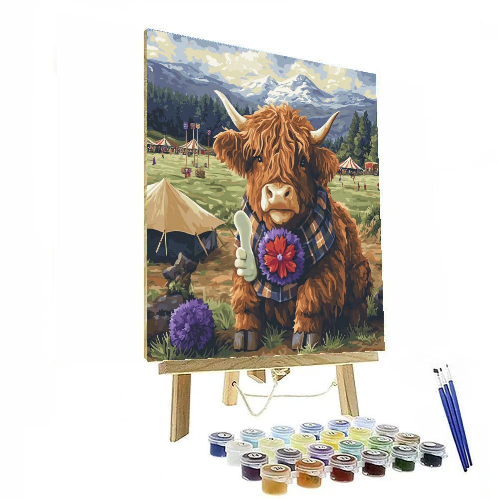 Highland Cow Highland Games Spectator DIY paint by numbers