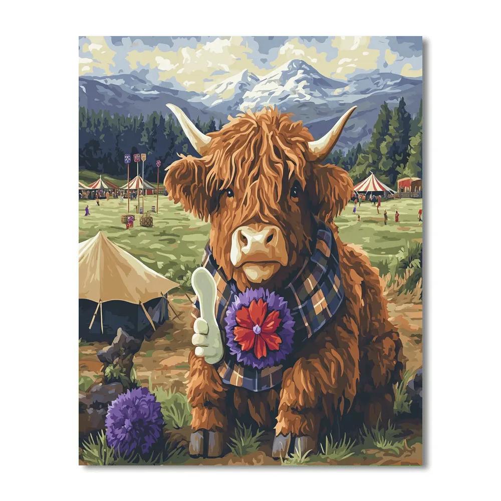 Highland Cow Highland Games Spectator DIY paint by numbers