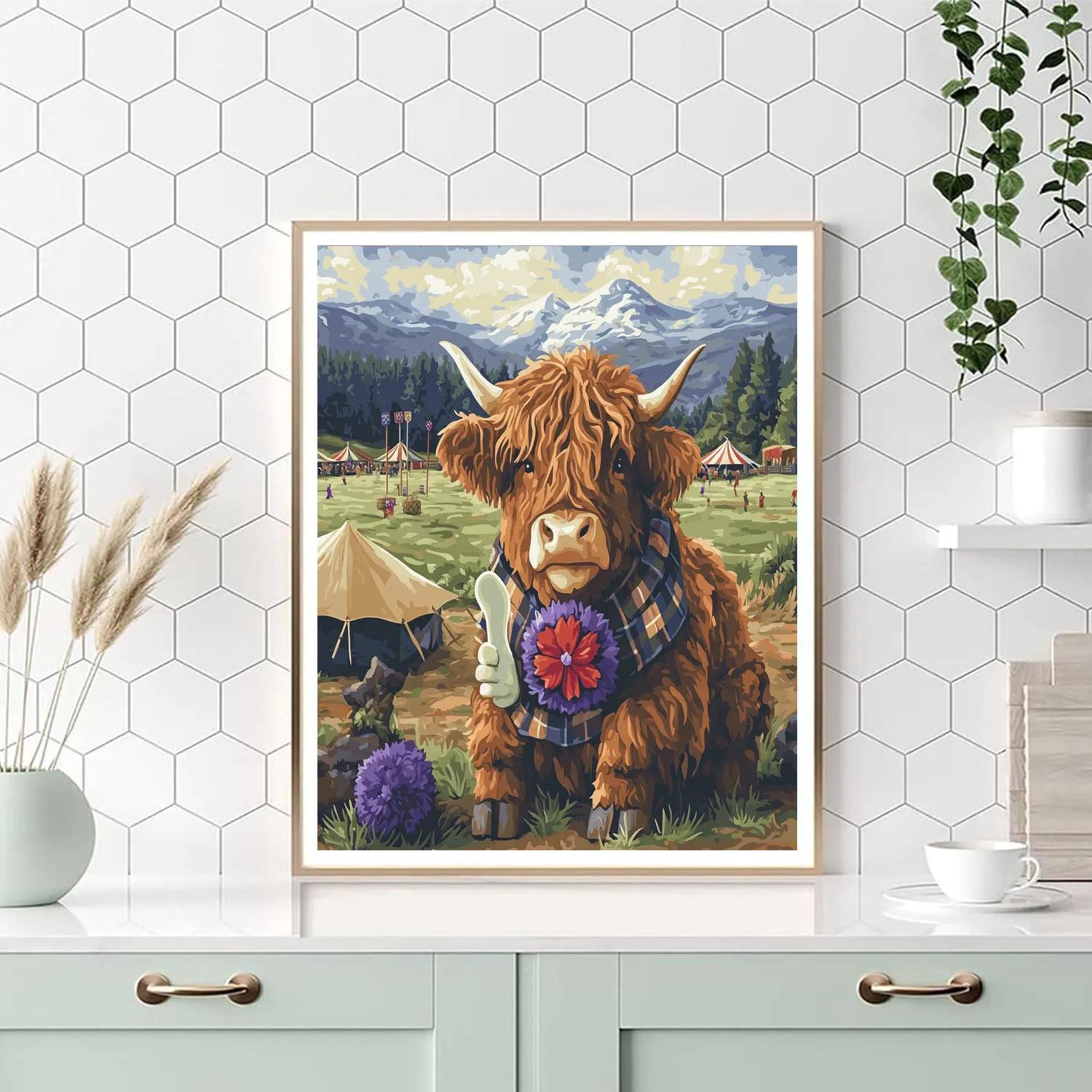 Highland Cow Highland Games Spectator DIY paint by numbers