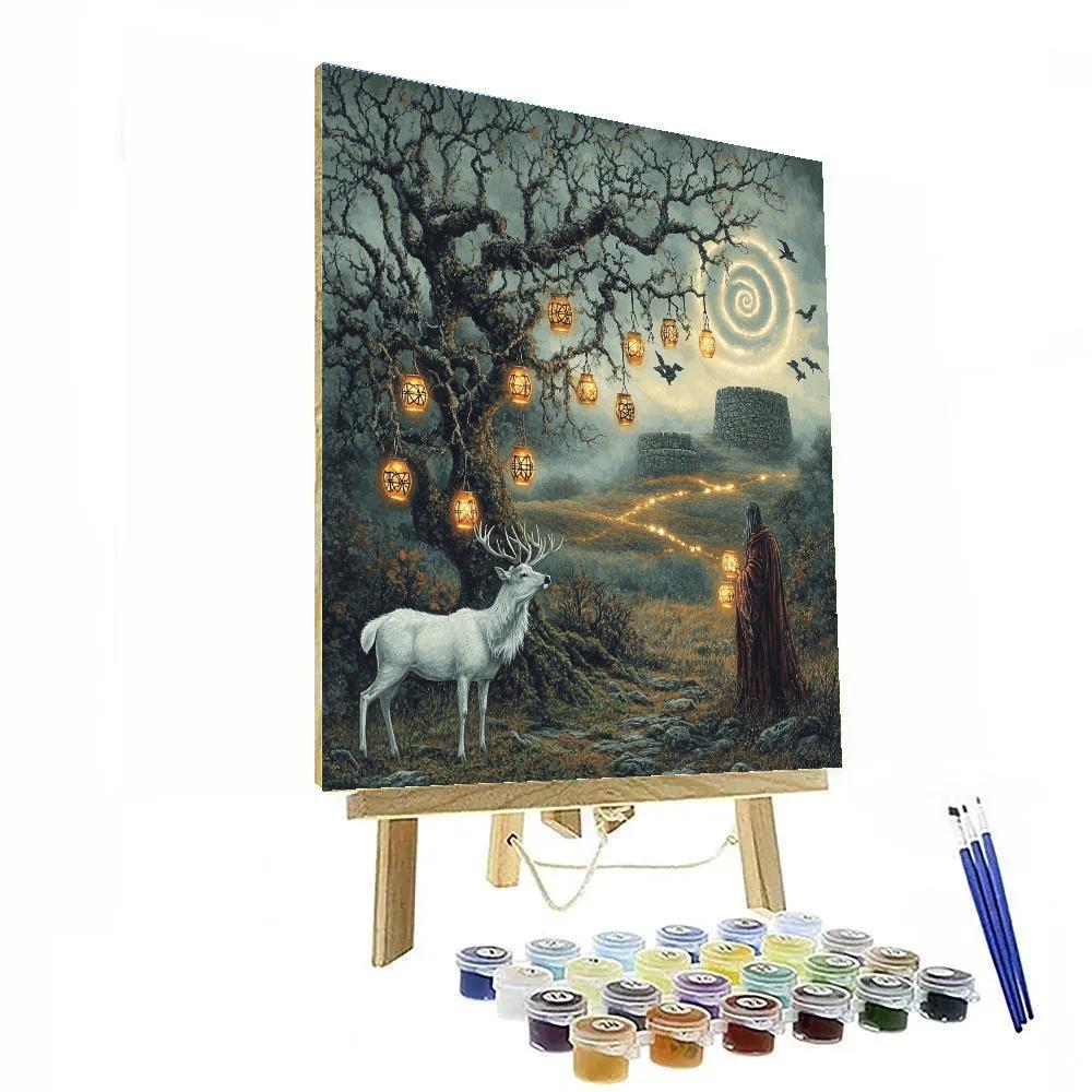 Celtic-Crafted Ogham Orchard At Samhain Numbered painting kits