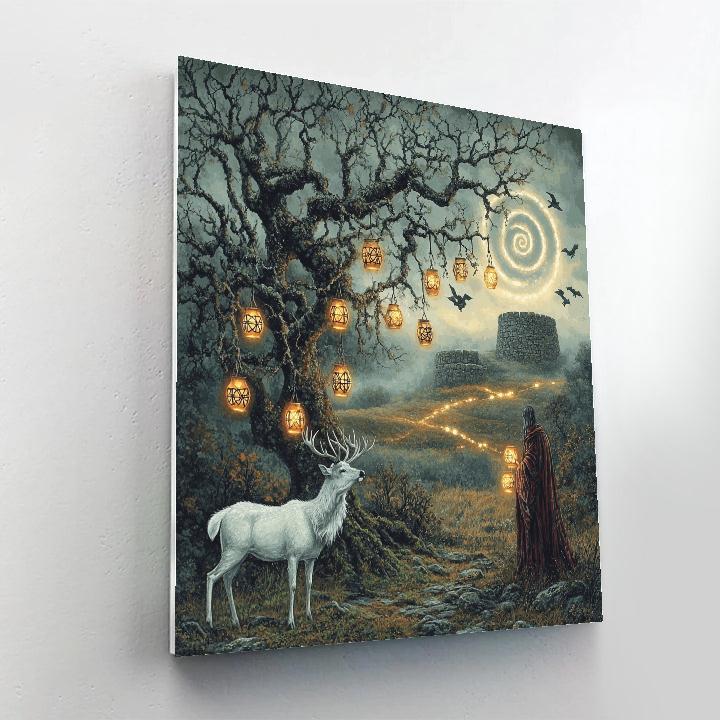 Celtic-Crafted Ogham Orchard At Samhain Numbered painting kits