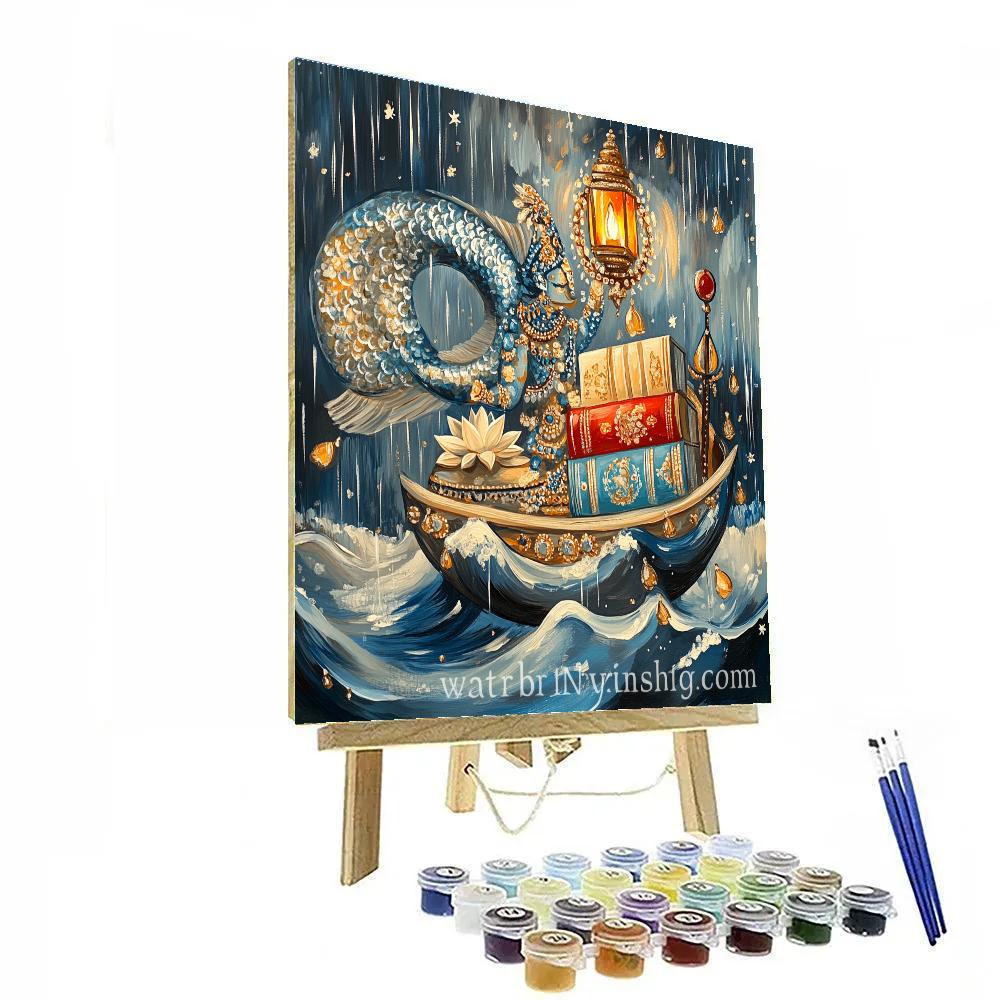 Matsya Guiding The Storm Ark Of Scriptures Paint by numbers kits