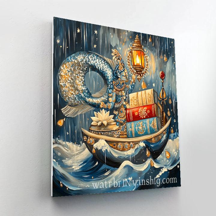 Matsya Guiding The Storm Ark Of Scriptures Paint by numbers kits