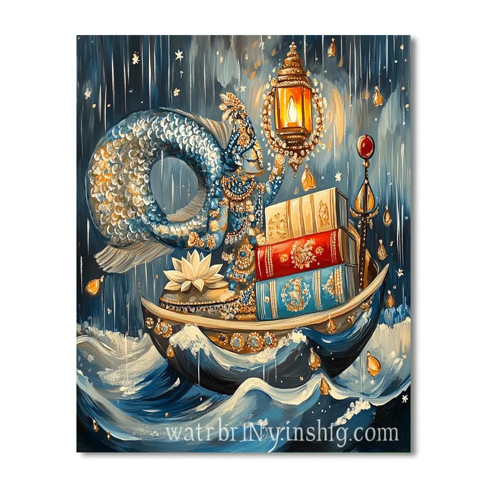 Matsya Guiding The Storm Ark Of Scriptures Paint by numbers kits