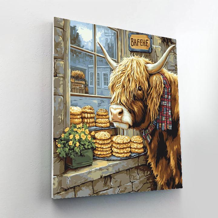 Highland Cow Bakery Window Display Painting by numbers kit