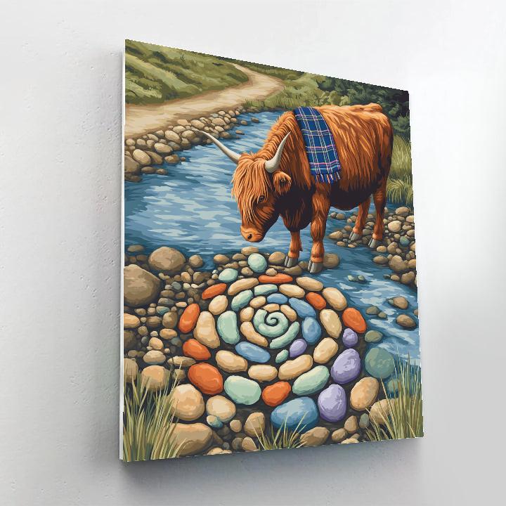 Highland Cow Riverstone Painter paint by number