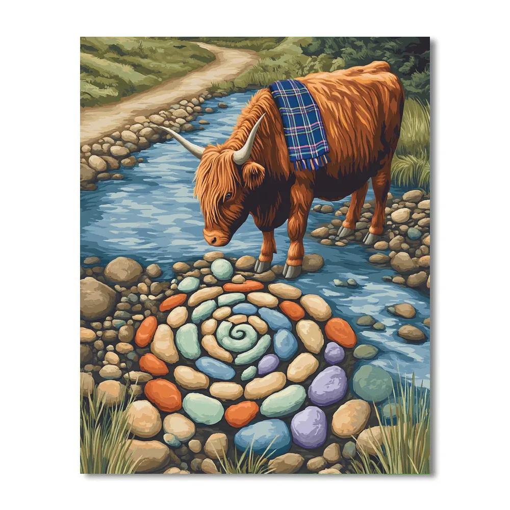 Highland Cow Riverstone Painter paint by number