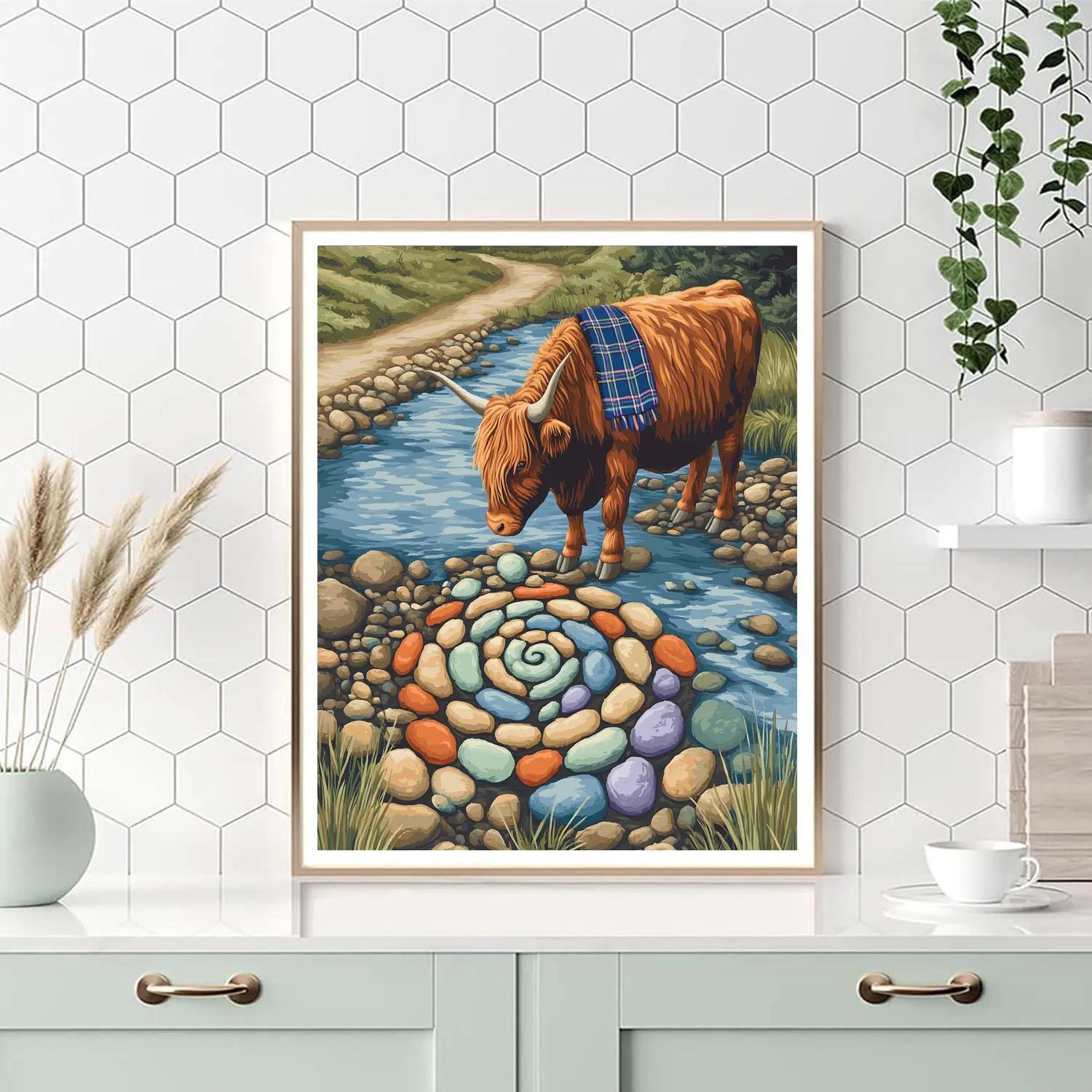 Highland Cow Riverstone Painter paint by number
