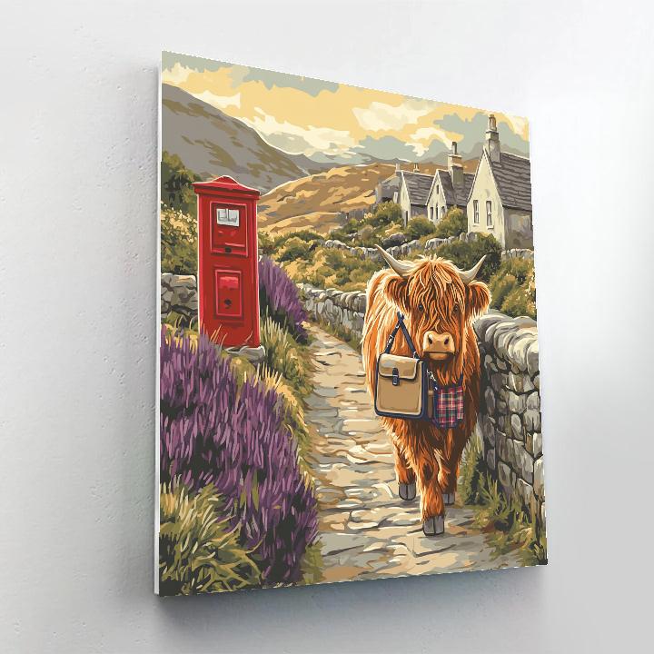 Highland Cow Morning Mail Route Paint by numbers kits