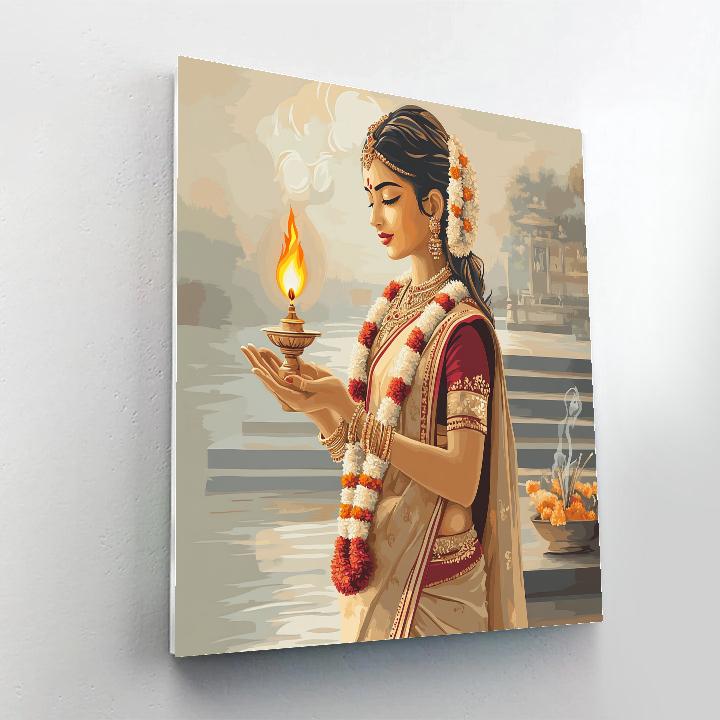 Parvati Riverside Morning Aarti Calm Paint by numbers kits