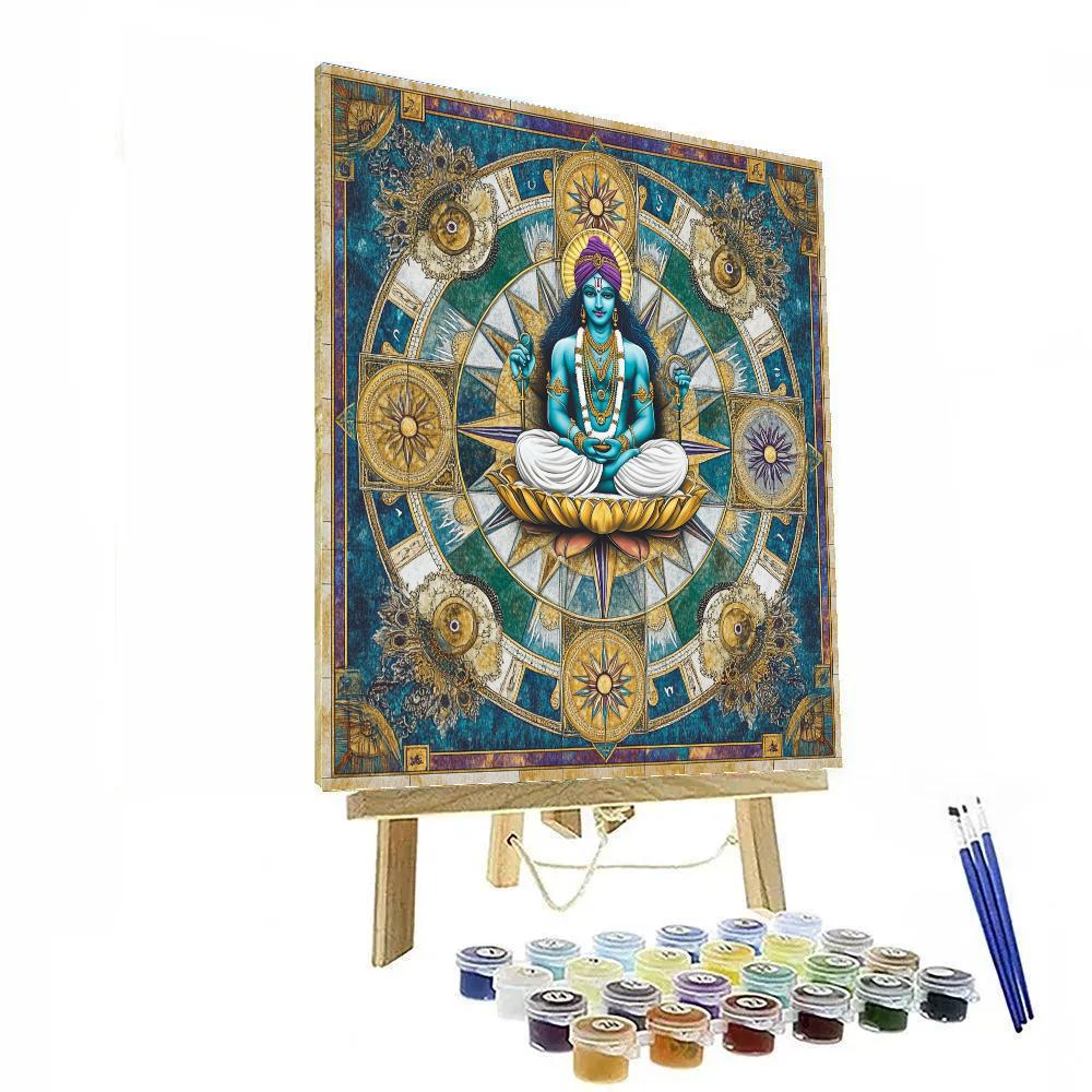 Vishnu As The Guardian Of The Four Directions Mandala paint by number