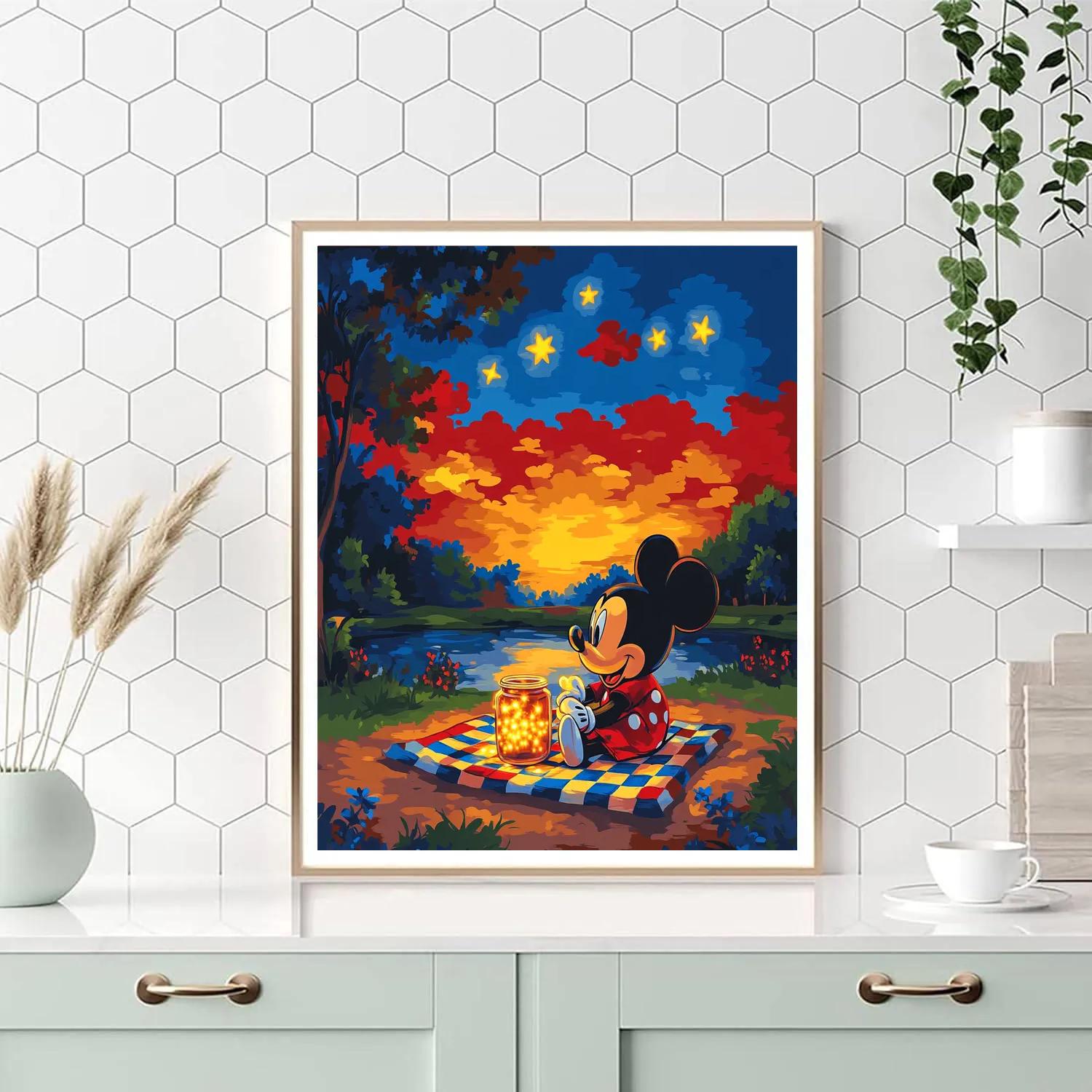 Mickey Mouse Starry Park Picnic paint by color