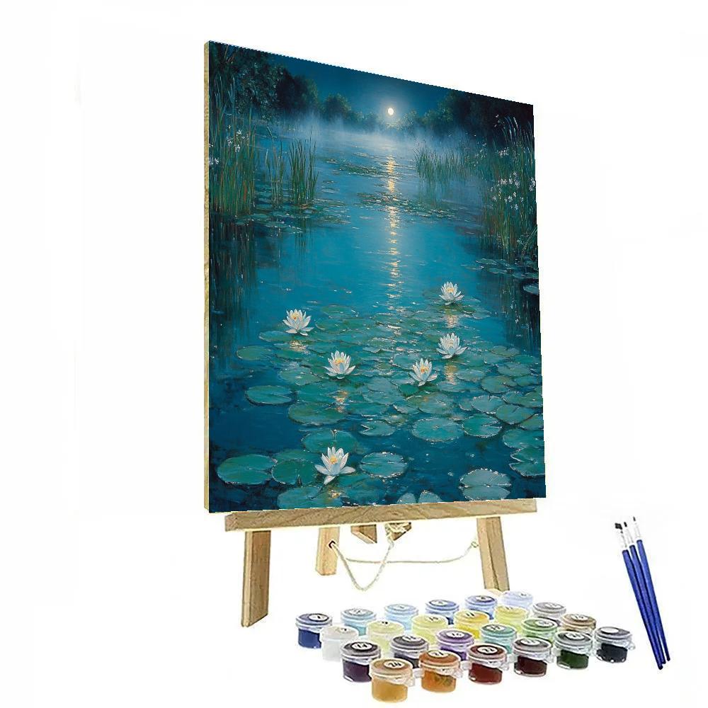 Claude Monet Inspired Water Lilies Under Moonlight paint by numbers