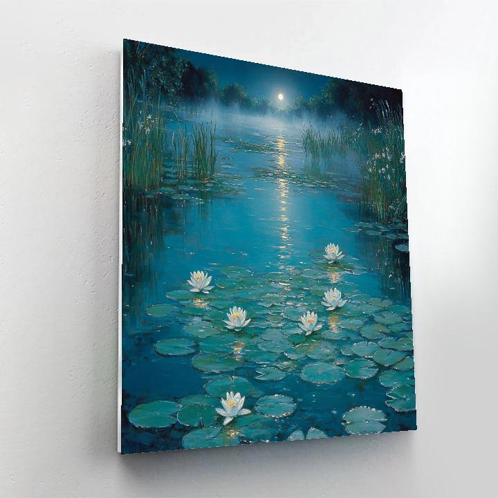 Claude Monet Inspired Water Lilies Under Moonlight paint by numbers