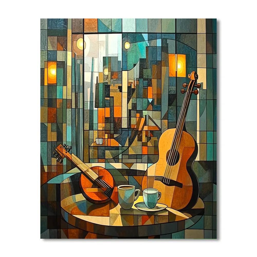 Pablo Picasso Inspired Cubist Cafe Musicians DIY paint by numbers