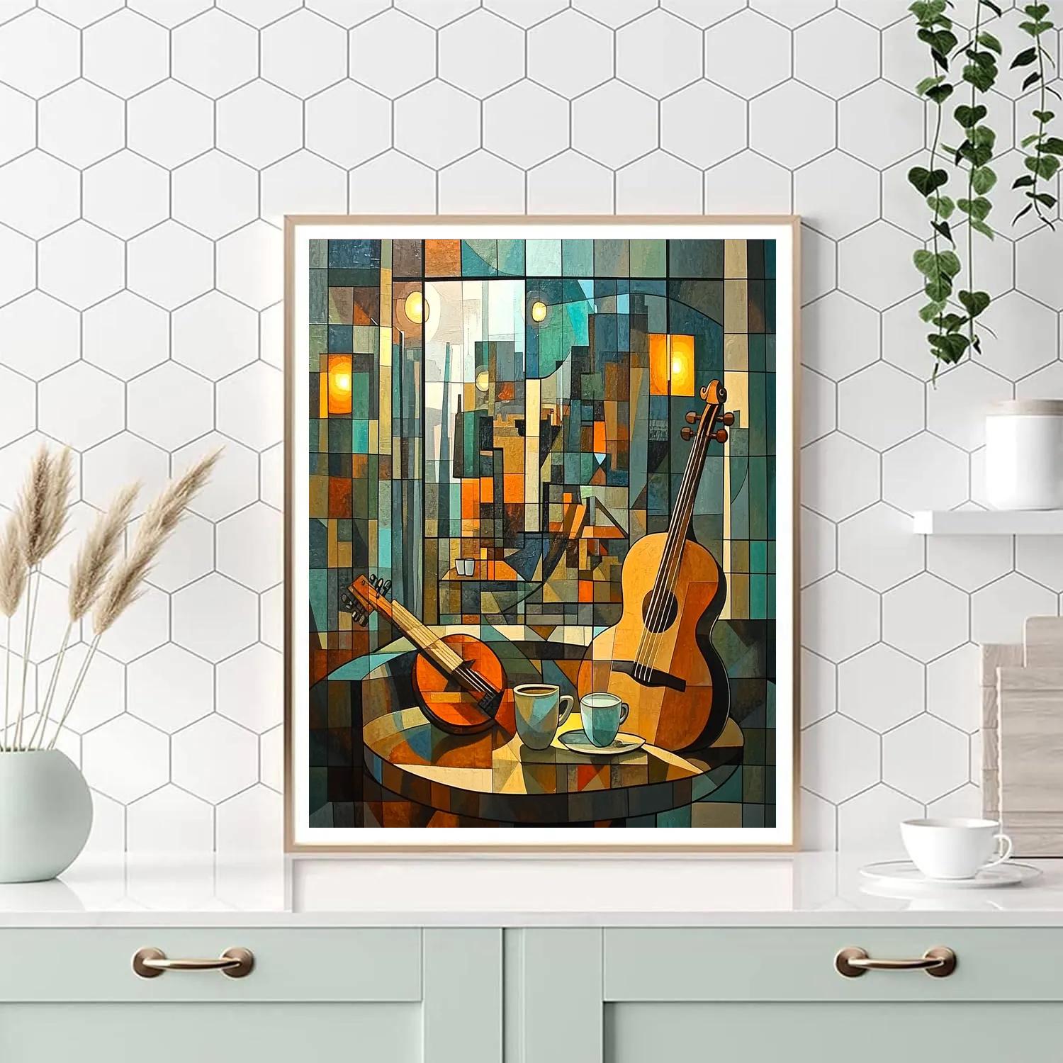 Pablo Picasso Inspired Cubist Cafe Musicians DIY paint by numbers