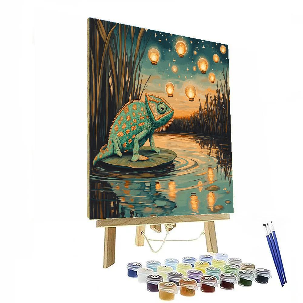 Pascal Lanterns Over Cosmic Pond Numbered painting kits