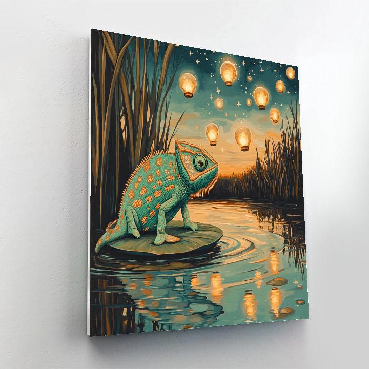 Pascal Lanterns Over Cosmic Pond Numbered painting kits