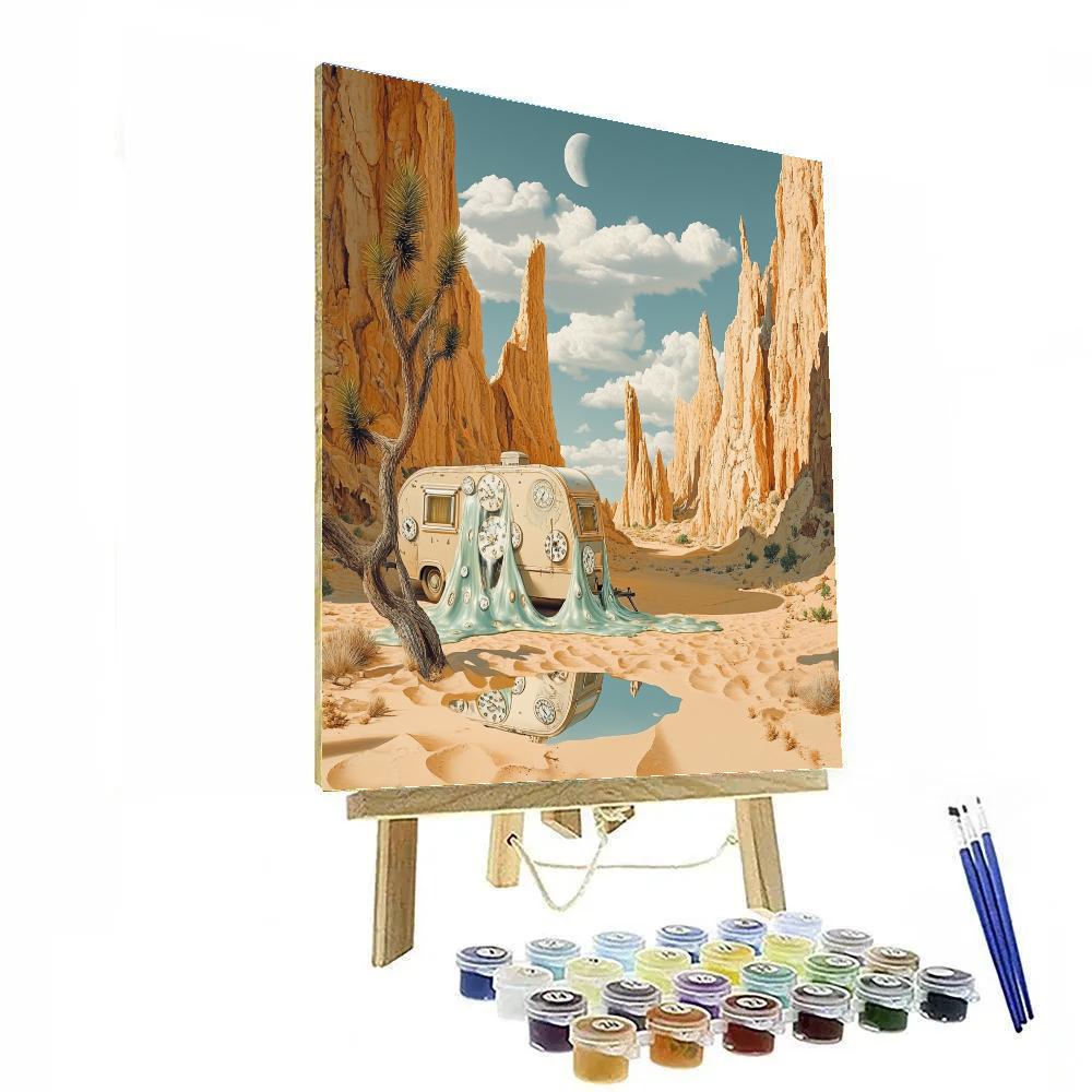 Salvador Dali Inspired Desert Timepiece Caravan paint by numbers