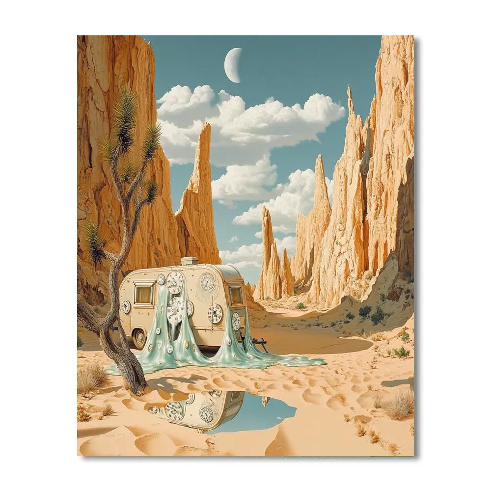 Salvador Dali Inspired Desert Timepiece Caravan paint by numbers