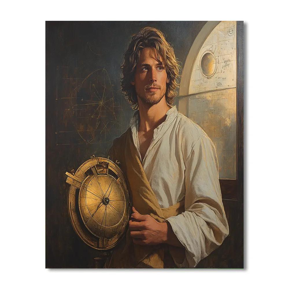 Leonardo Da Vinci Inspired Astronomer Portrait Study Number painting