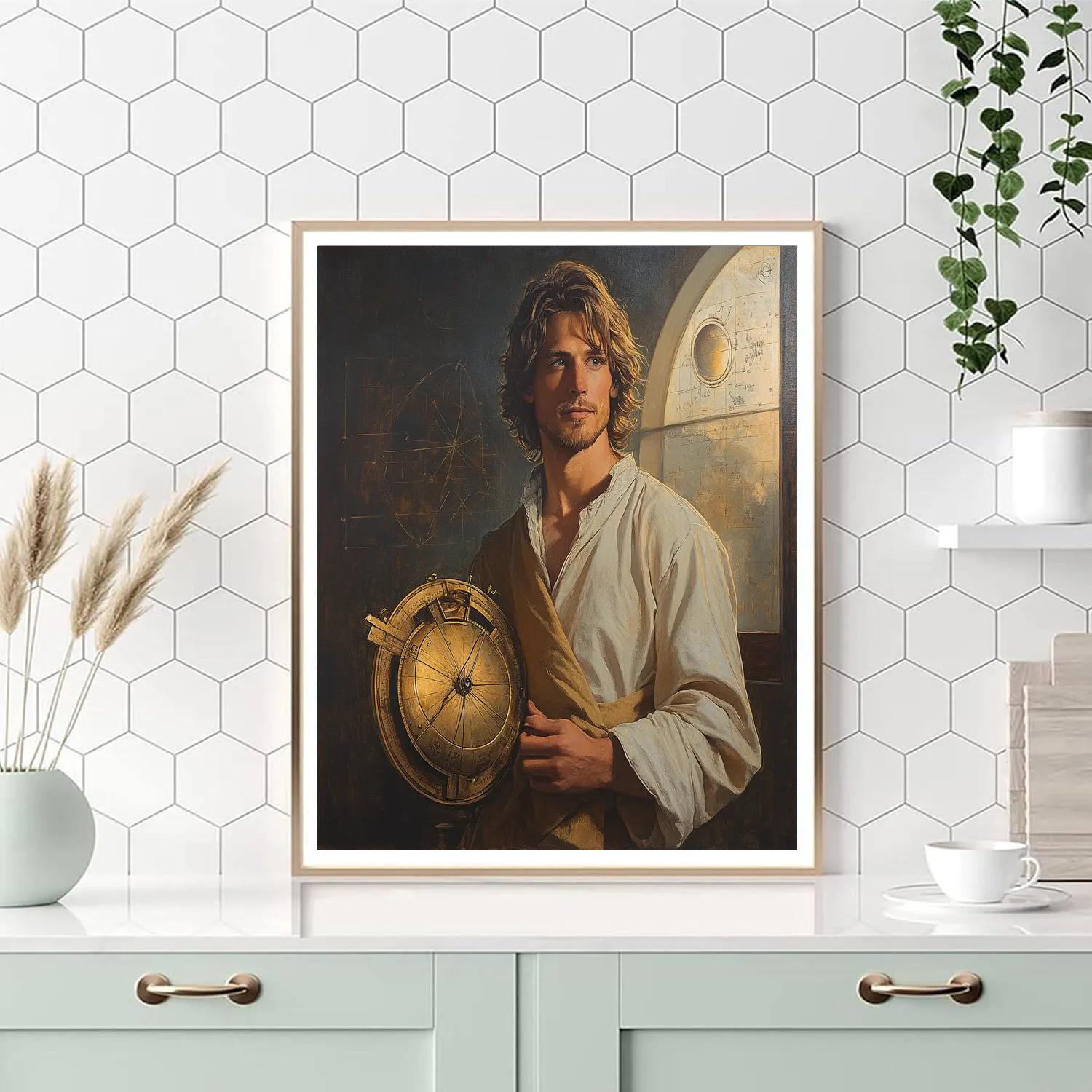 Leonardo Da Vinci Inspired Astronomer Portrait Study Number painting
